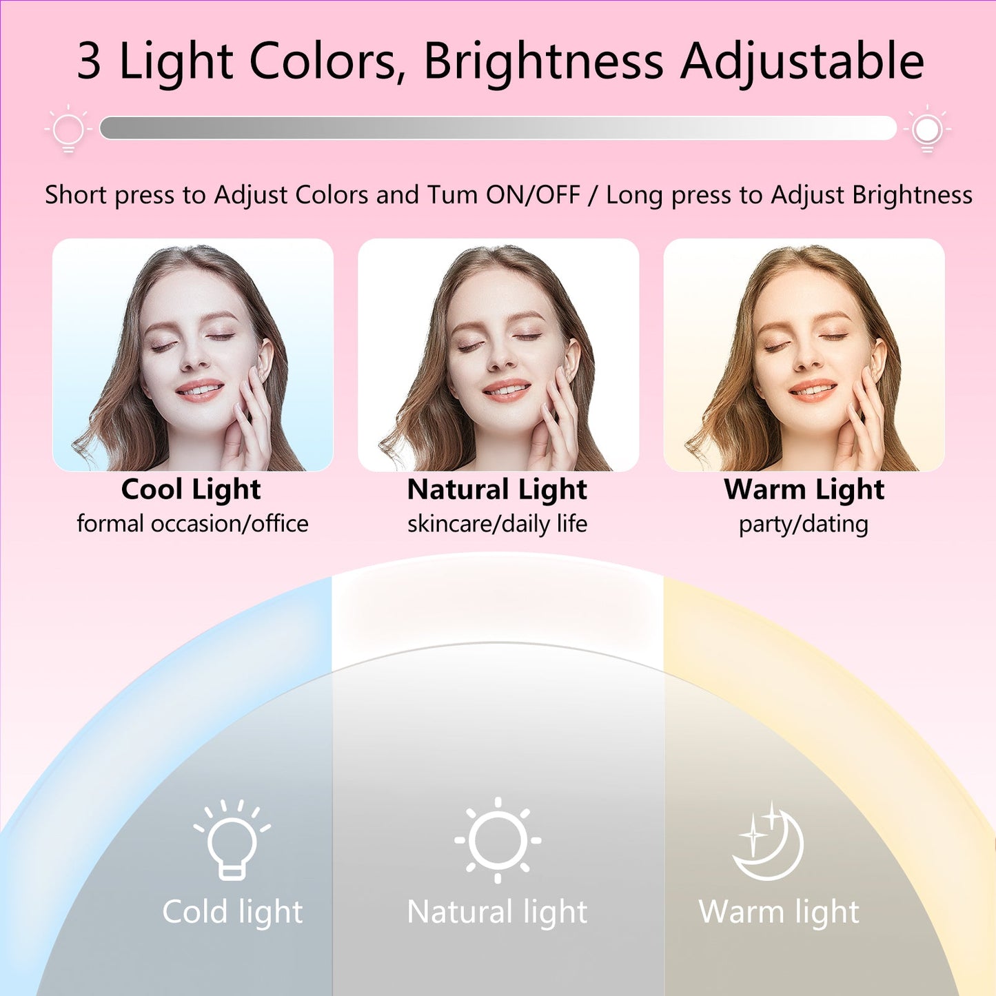 1X/10X Dual Sided LED Makeup Mirror 360° Rotation - Portable for Travel.