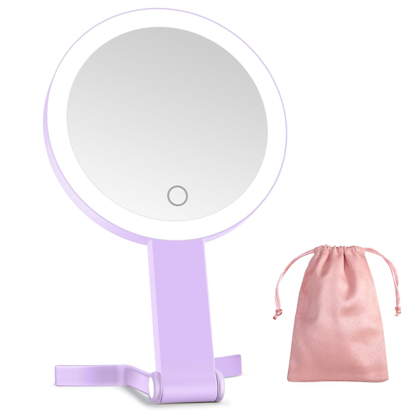 1X/10X Dual Sided LED Makeup Mirror 360° Rotation - Portable for Travel